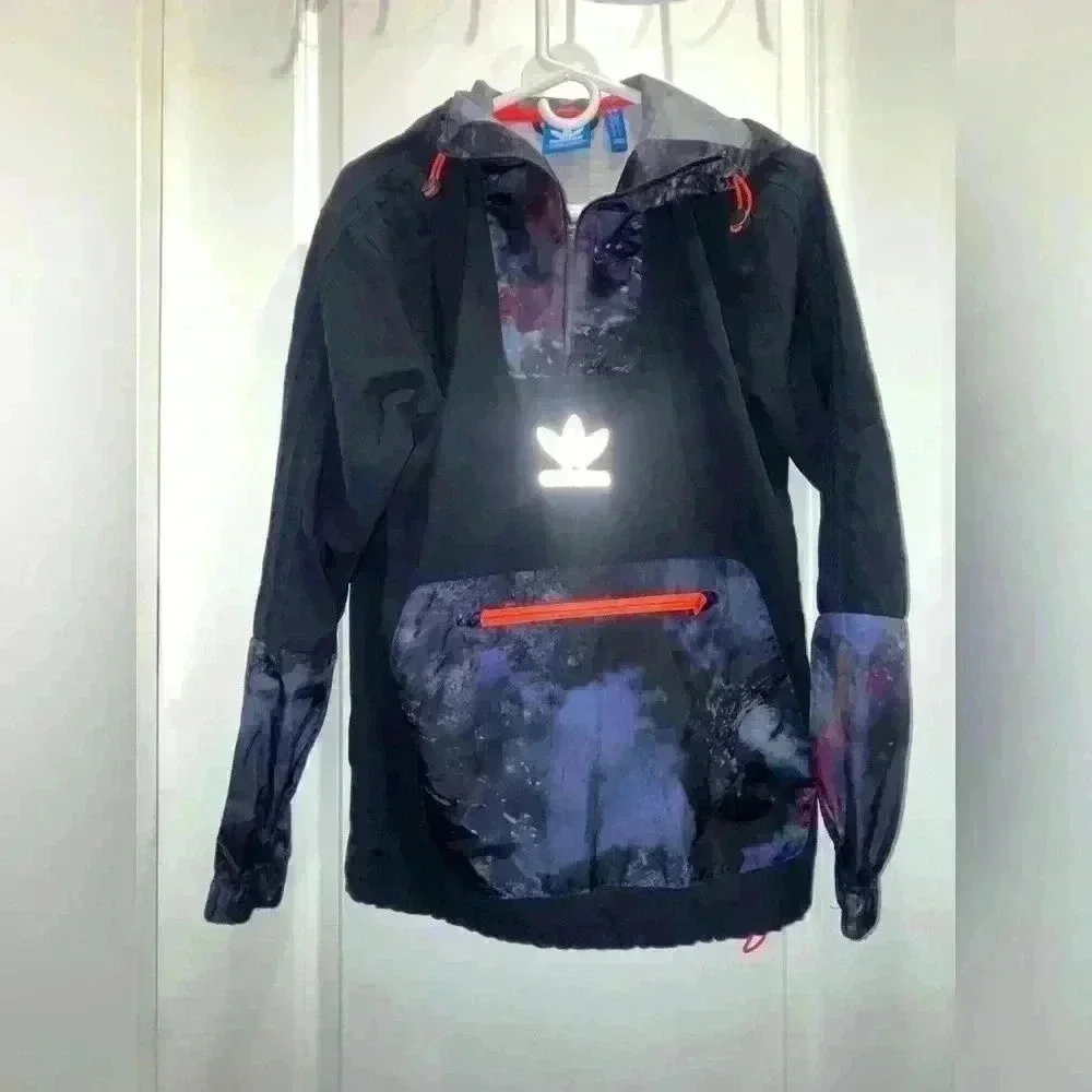 Adidas Originals running hoodie with marbled pouch